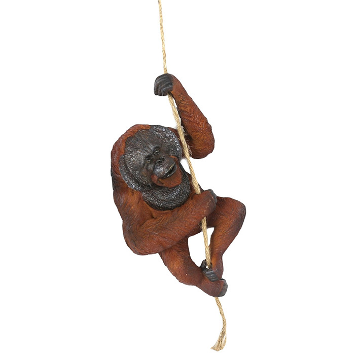 Resin Climbing Orangutan On Rope - Click Image to Close
